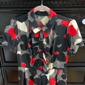 Kate spade in black and red color dress 100% silk size 10